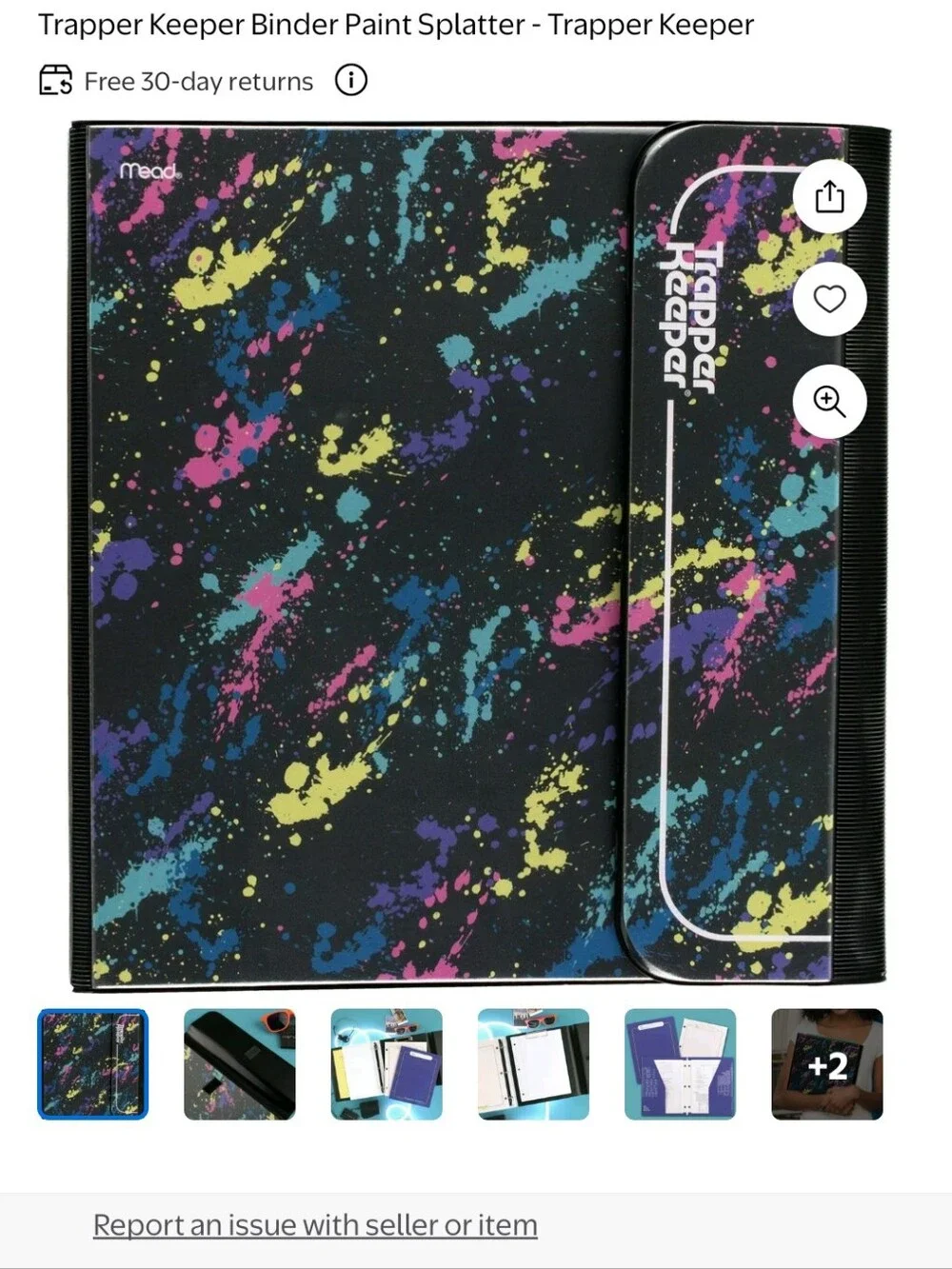 Vintage Look Mead Trapper Keeper Binder with Neon Paint Splatter